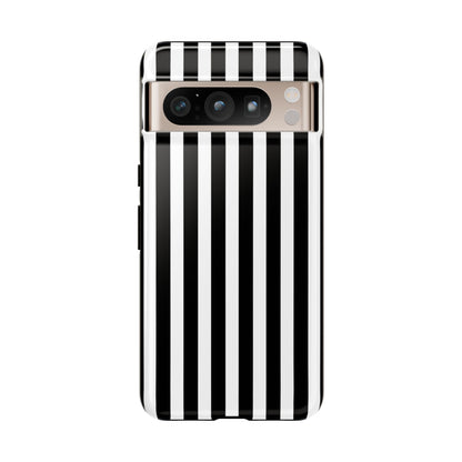 Black White Horizontal Stripe Phone Case Cover, iPhone, Samsung Galaxy S24, and Google Pixel Phones