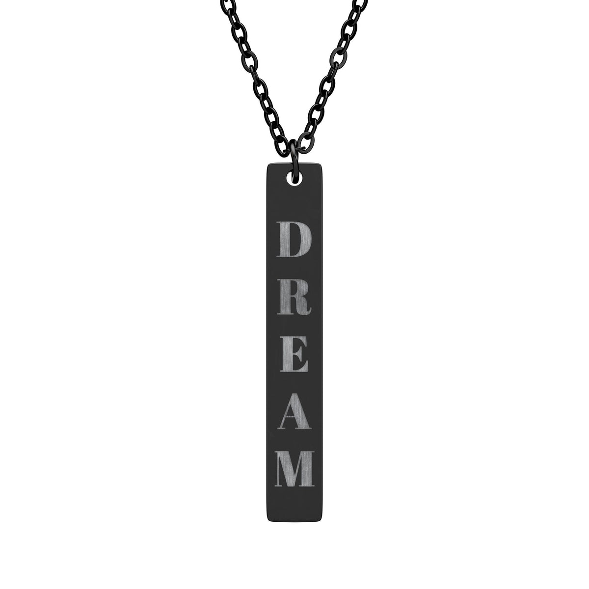 DREAM vertical bar necklace | engraved bar pendant