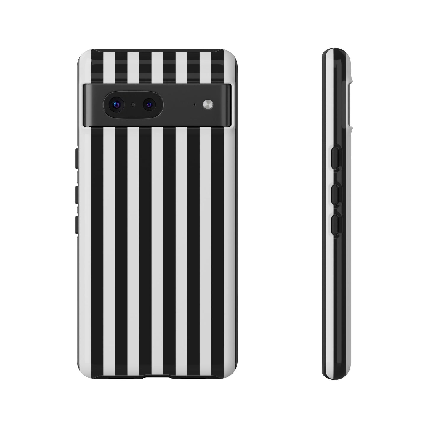 Black White Horizontal Stripe Phone Case Cover, iPhone, Samsung Galaxy S24, and Google Pixel Phones