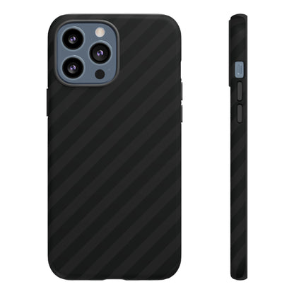 Phone Case, Black Diagonal Pattern Tough Gloss Finish Protective Cover, iPhone, Samsung, Google Pixel, Unique Geometric Design, Gift