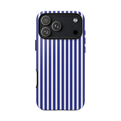 Phone Case, Blue White Striped Tough Case Cover, Protective Phone Cover, Hard Shell Phone Case, Phone Accessories, Phone Protector