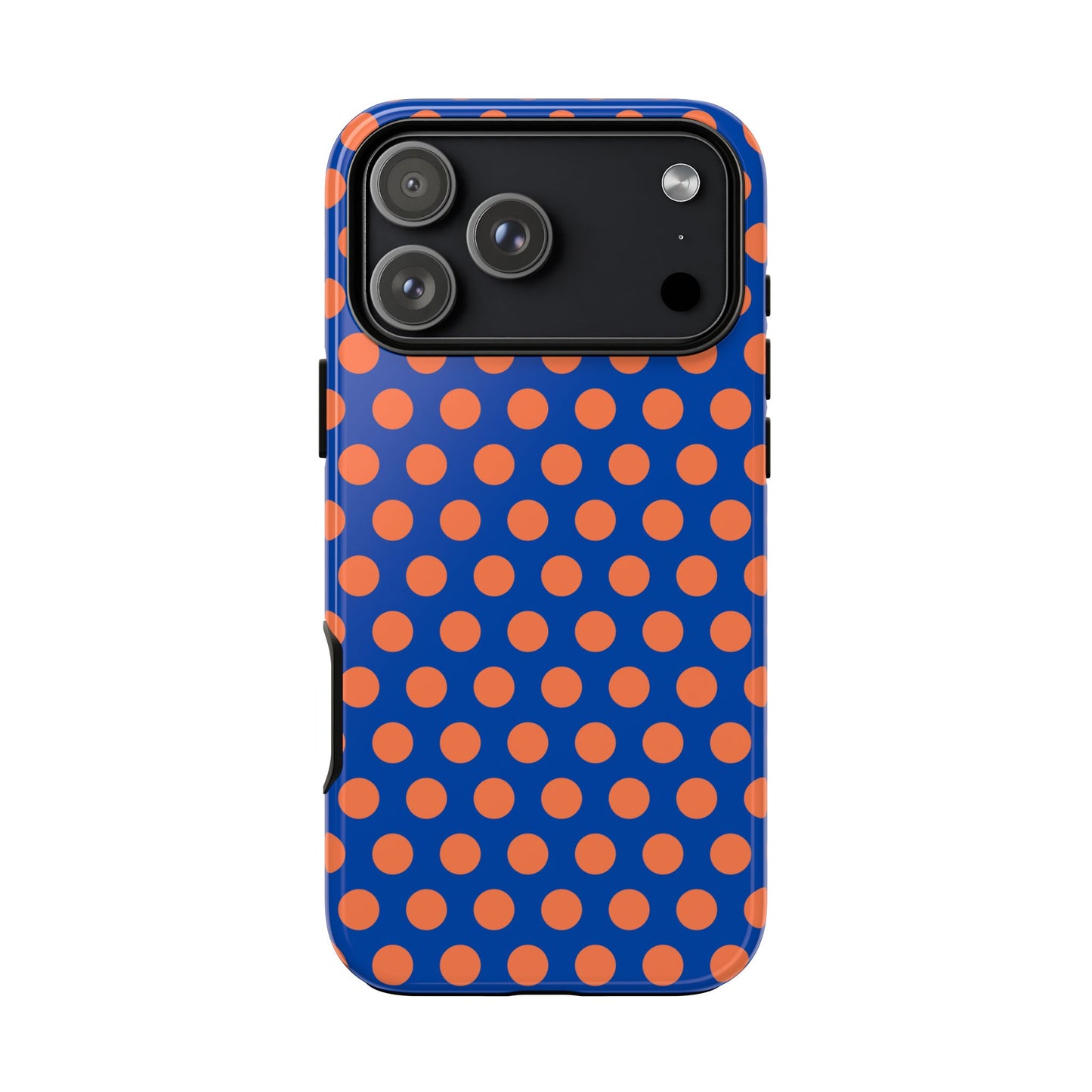 Blue & Coral Polka Dot Phone Case for iPhone, Samsung S, Google Pixel Phones