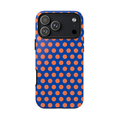 Blue & Coral Polka Dot Phone Case for iPhone, Samsung S, Google Pixel Phones