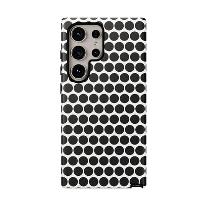 Black White Dot Pattern Tough Phone Case for iPhone, Samsung, Google