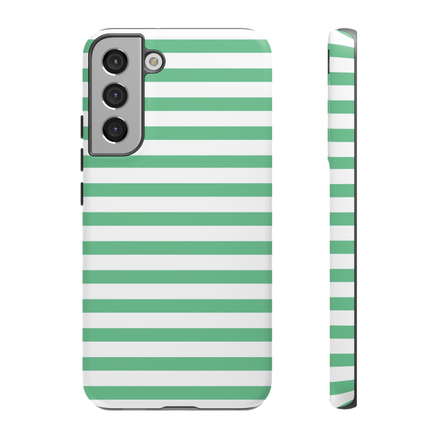 Mint Green Striped Phone Case | Horizontal Candy Stripe iPhone Cover