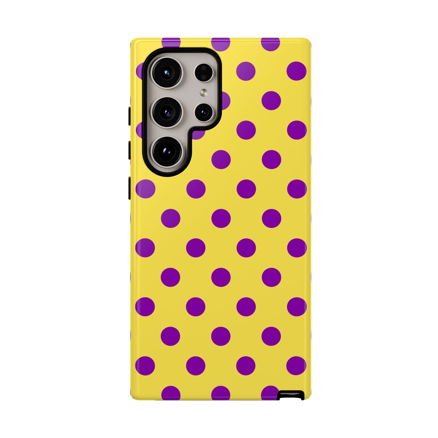 Phone Case - Bright Yellow with Purple Dots