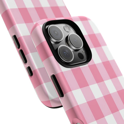 Pink Gingham Cute Phone Case Cover, for Fashion Lovers, Gift for Her, Stylish Tech Accessory, Perfect for Birthdays & Holidays