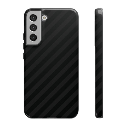 Phone Case, Black Diagonal Pattern Tough Gloss Finish Protective Cover, iPhone, Samsung, Google Pixel, Unique Geometric Design, Gift