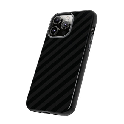 Phone Case, Black Diagonal Pattern Tough Gloss Finish Protective Cover, iPhone, Samsung, Google Pixel, Unique Geometric Design, Gift