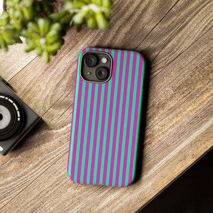 Green Pink Striped Phone Case Cover