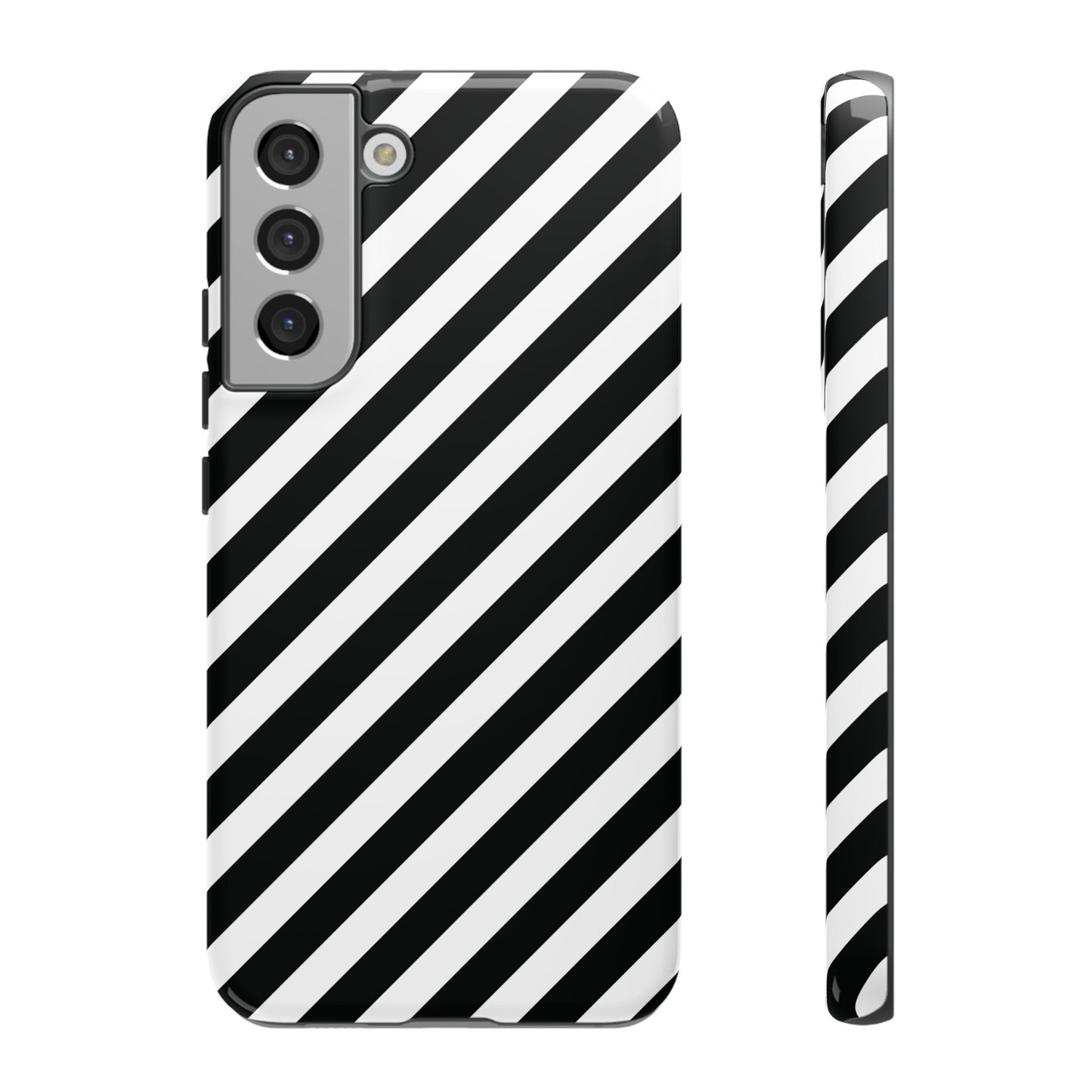 Black White Diagonal Phone Case Cover, Protective Sleek Cell Phone Case, Modern Smartphone, Stylish