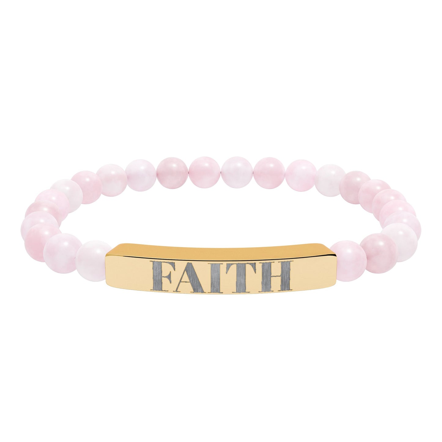 Faith Engraved Stone Stretch Bracelet | Natural Bead Bar Bracelet