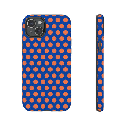 Blue & Coral Polka Dot Phone Case for iPhone, Samsung S, Google Pixel Phones