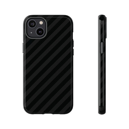 Phone Case, Black Diagonal Pattern Tough Gloss Finish Protective Cover, iPhone, Samsung, Google Pixel, Unique Geometric Design, Gift