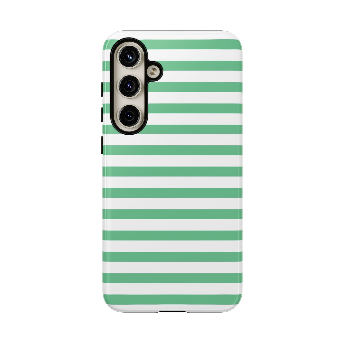Mint Green Striped Phone Case | Horizontal Candy Stripe iPhone Cover