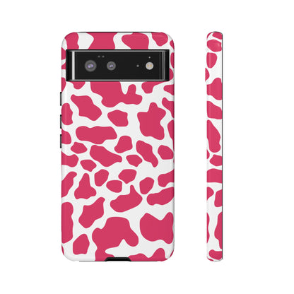 Pink Cow Print Phone Case Cover for iPhone, Samsung, Google smart phones
