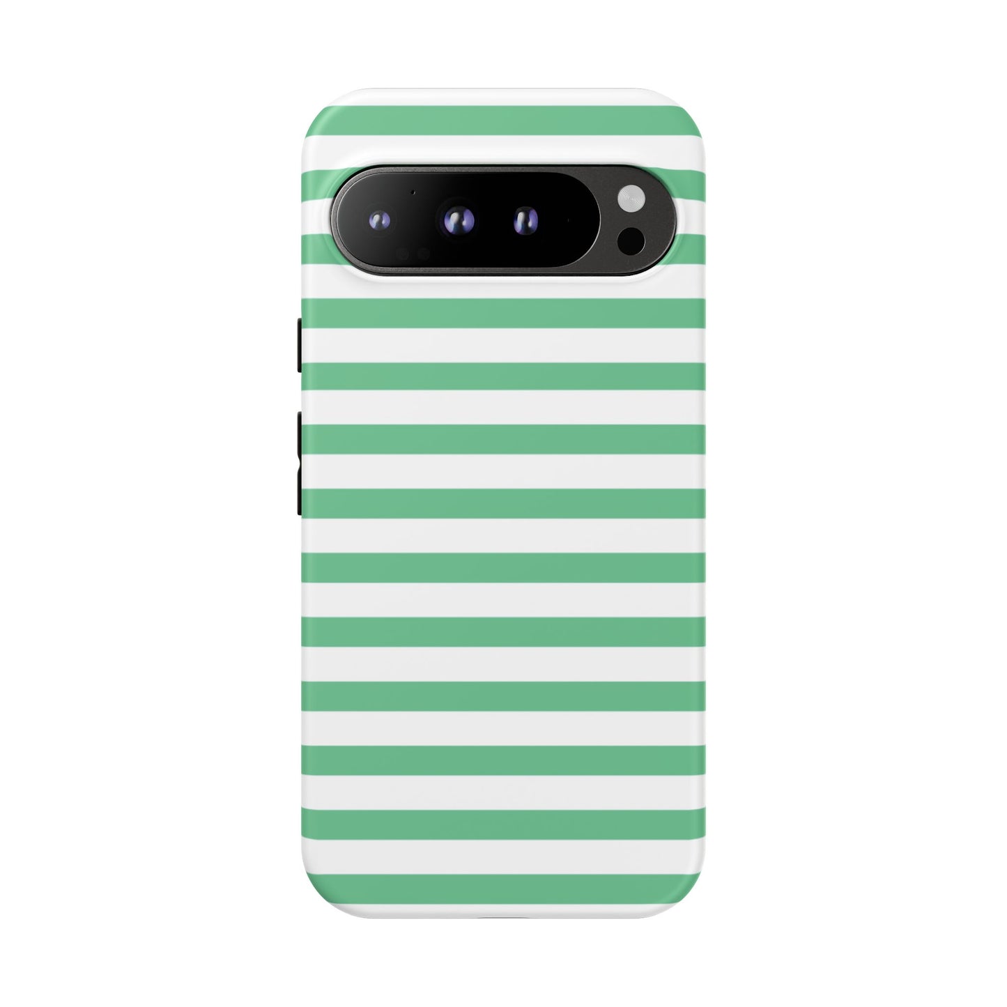 Mint Green Striped Phone Case | Horizontal Candy Stripe iPhone Cover