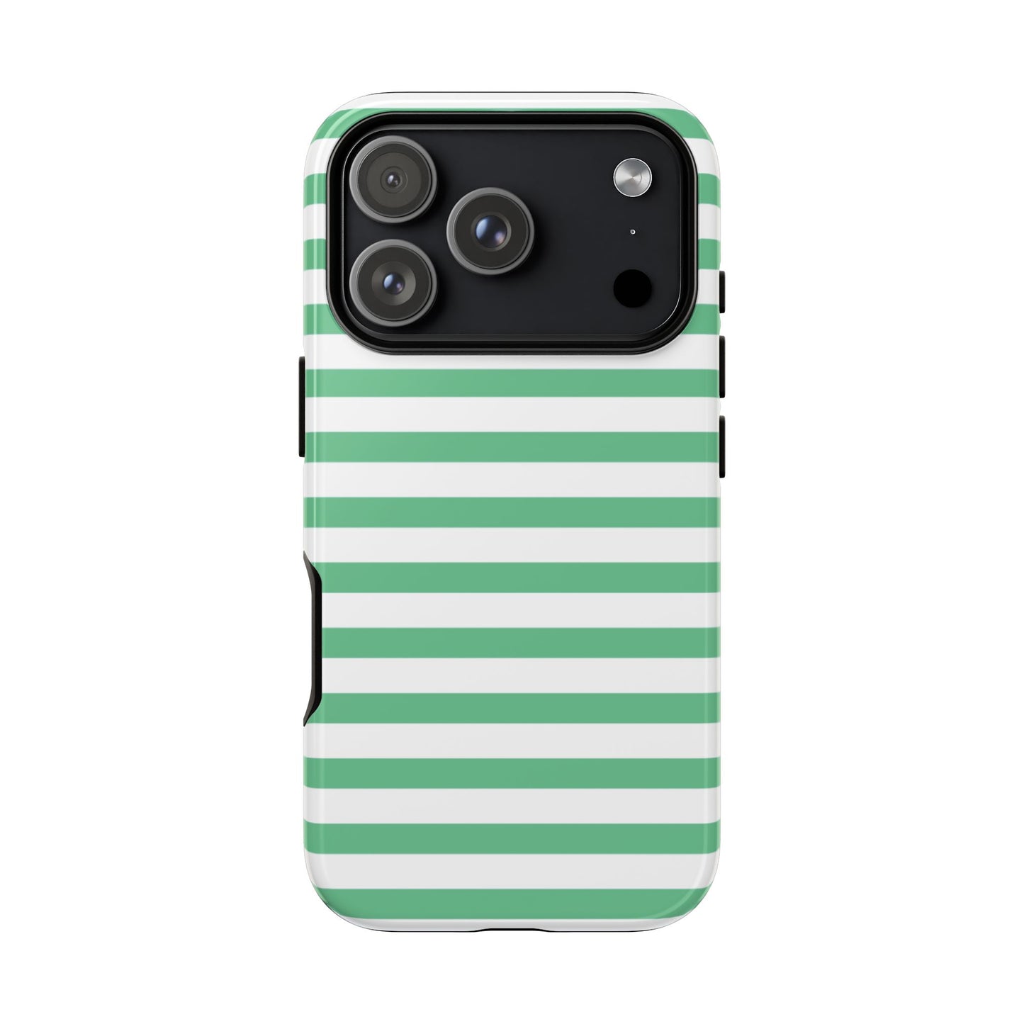Mint Green Striped Phone Case | Horizontal Candy Stripe iPhone Cover