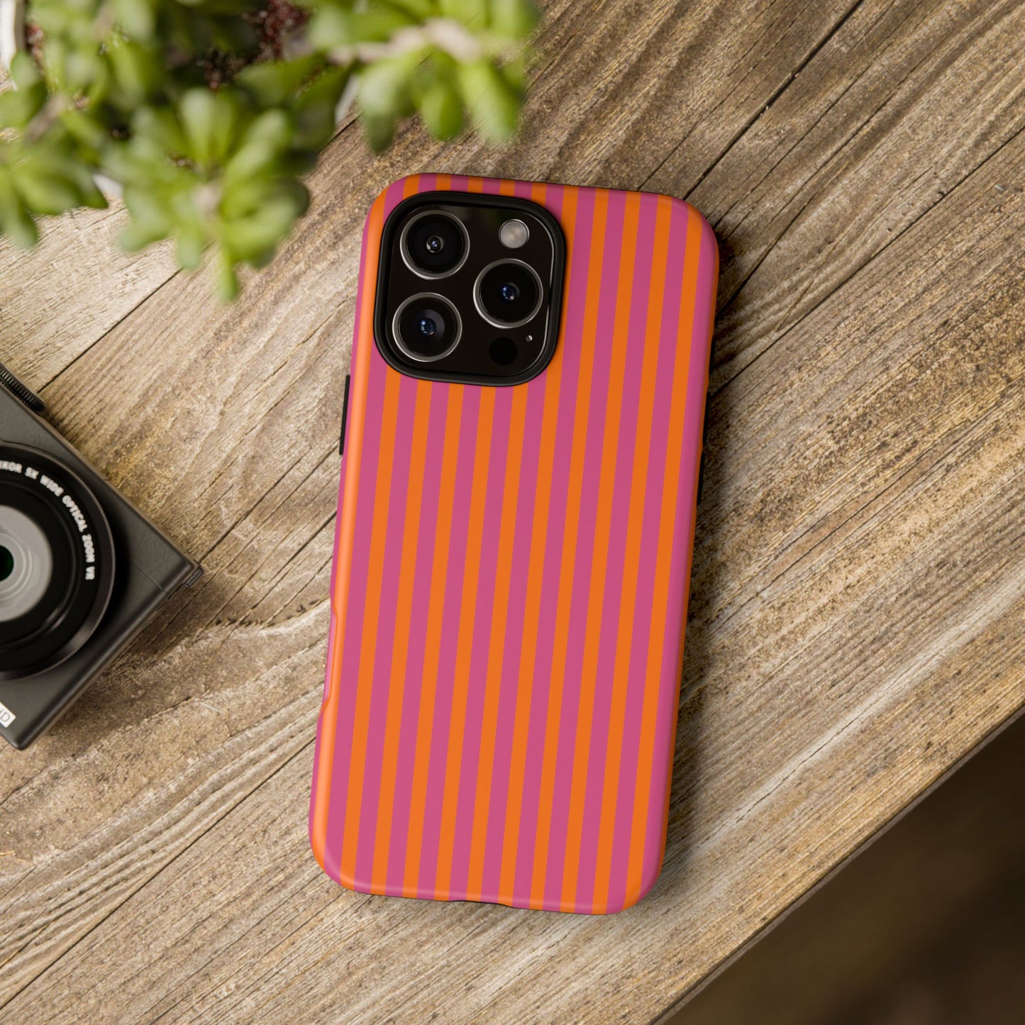 Orange Pink Striped Tough Phone Cases