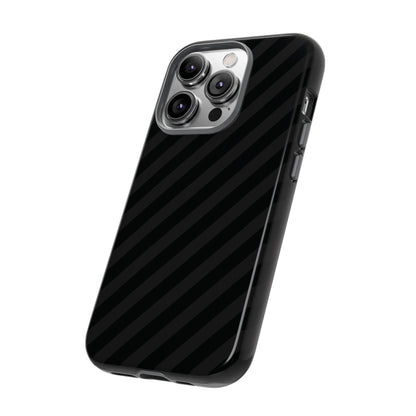 Phone Case, Black Diagonal Pattern Tough Gloss Finish Protective Cover, iPhone, Samsung, Google Pixel, Unique Geometric Design, Gift