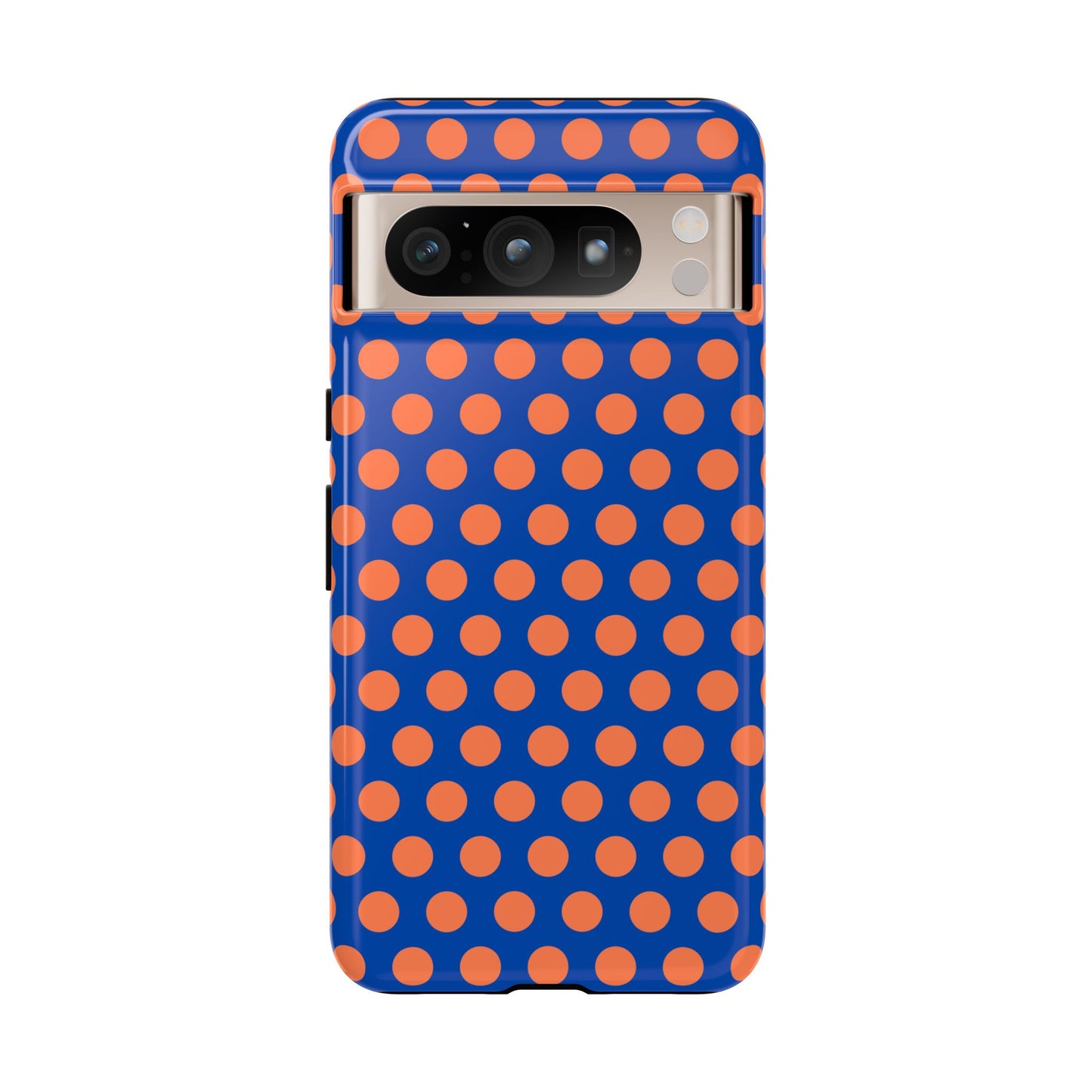 Blue & Coral Polka Dot Phone Case for iPhone, Samsung S, Google Pixel Phones