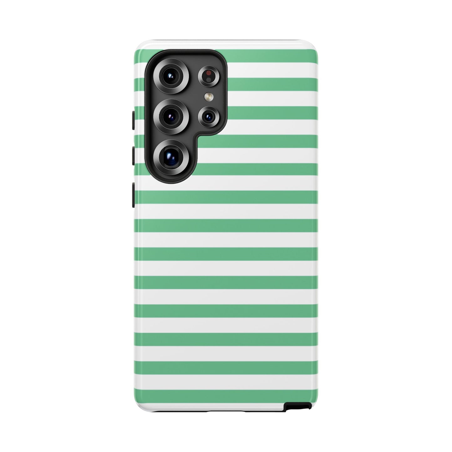 Mint Green Striped Phone Case | Horizontal Candy Stripe iPhone Cover