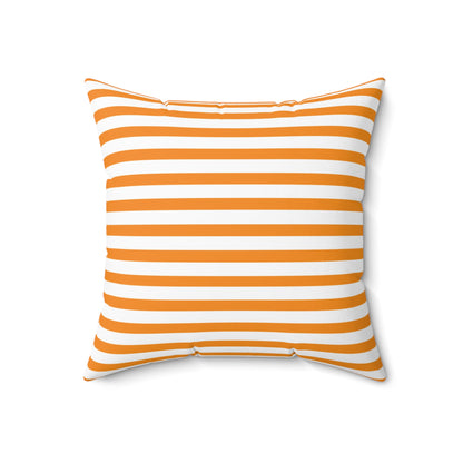 Orange White Striped Square Pillow | Coastal Nautical Throw Pillow