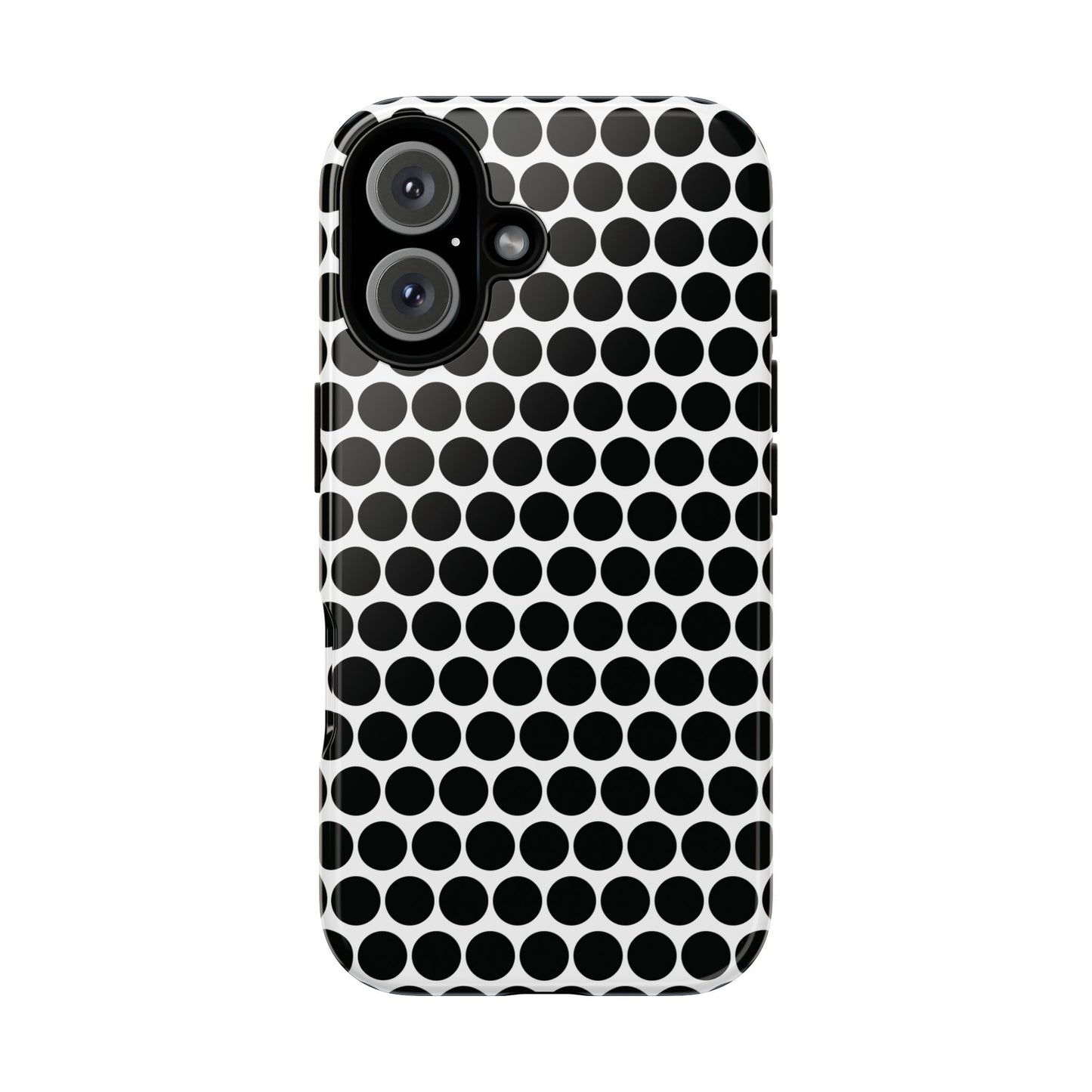 Black White Dot Pattern Tough Phone Case for iPhone, Samsung, Google