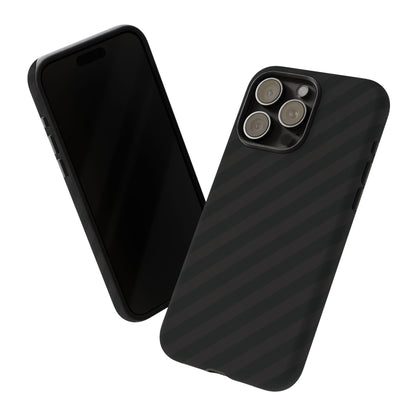 Phone Case, Black Diagonal Pattern Tough Gloss Finish Protective Cover, iPhone, Samsung, Google Pixel, Unique Geometric Design, Gift