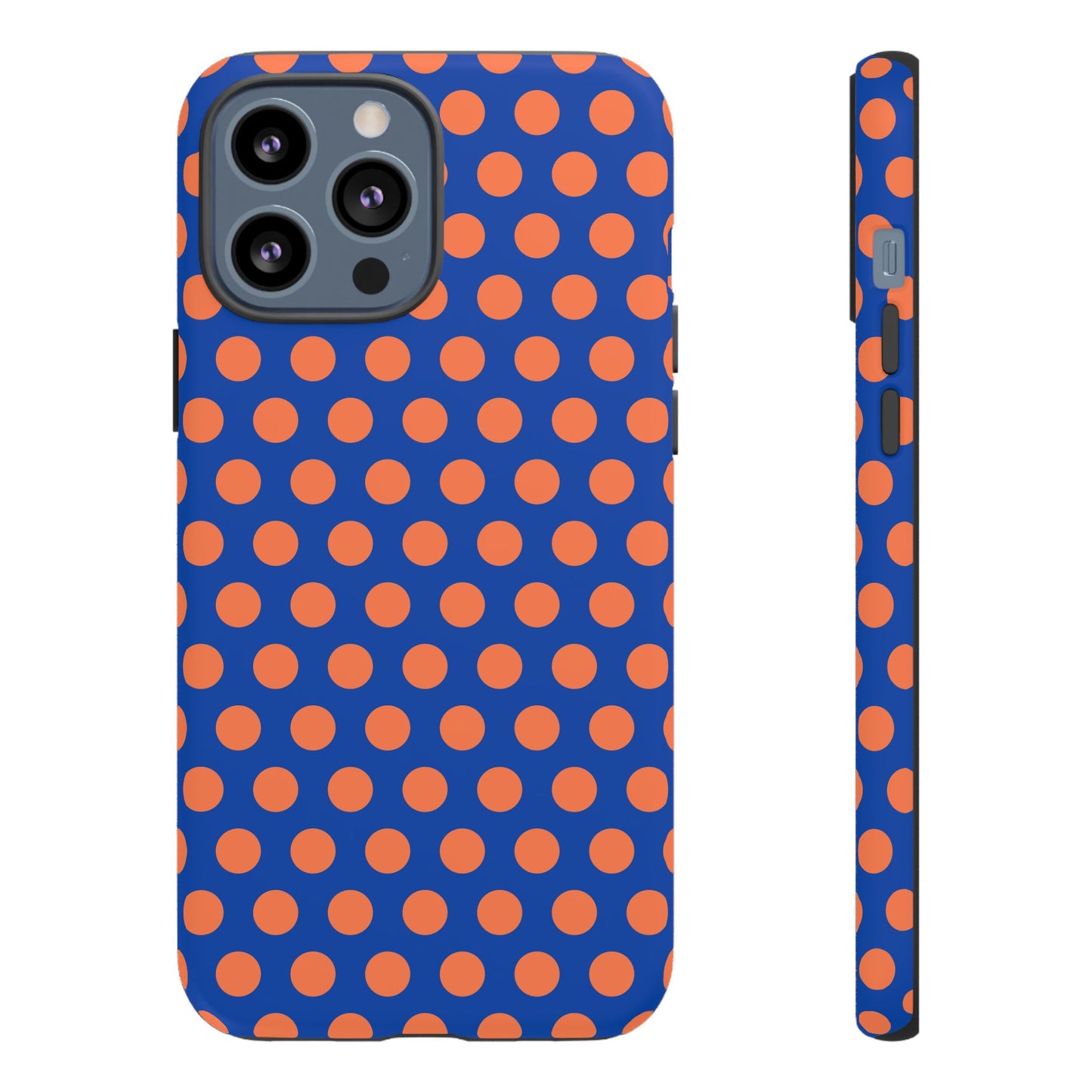 Blue & Coral Polka Dot Phone Case for iPhone, Samsung S, Google Pixel Phones