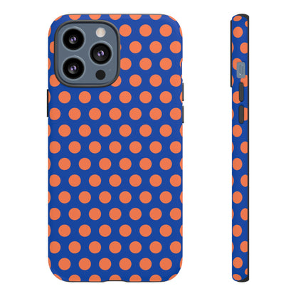 Blue & Coral Polka Dot Phone Case for iPhone, Samsung S, Google Pixel Phones