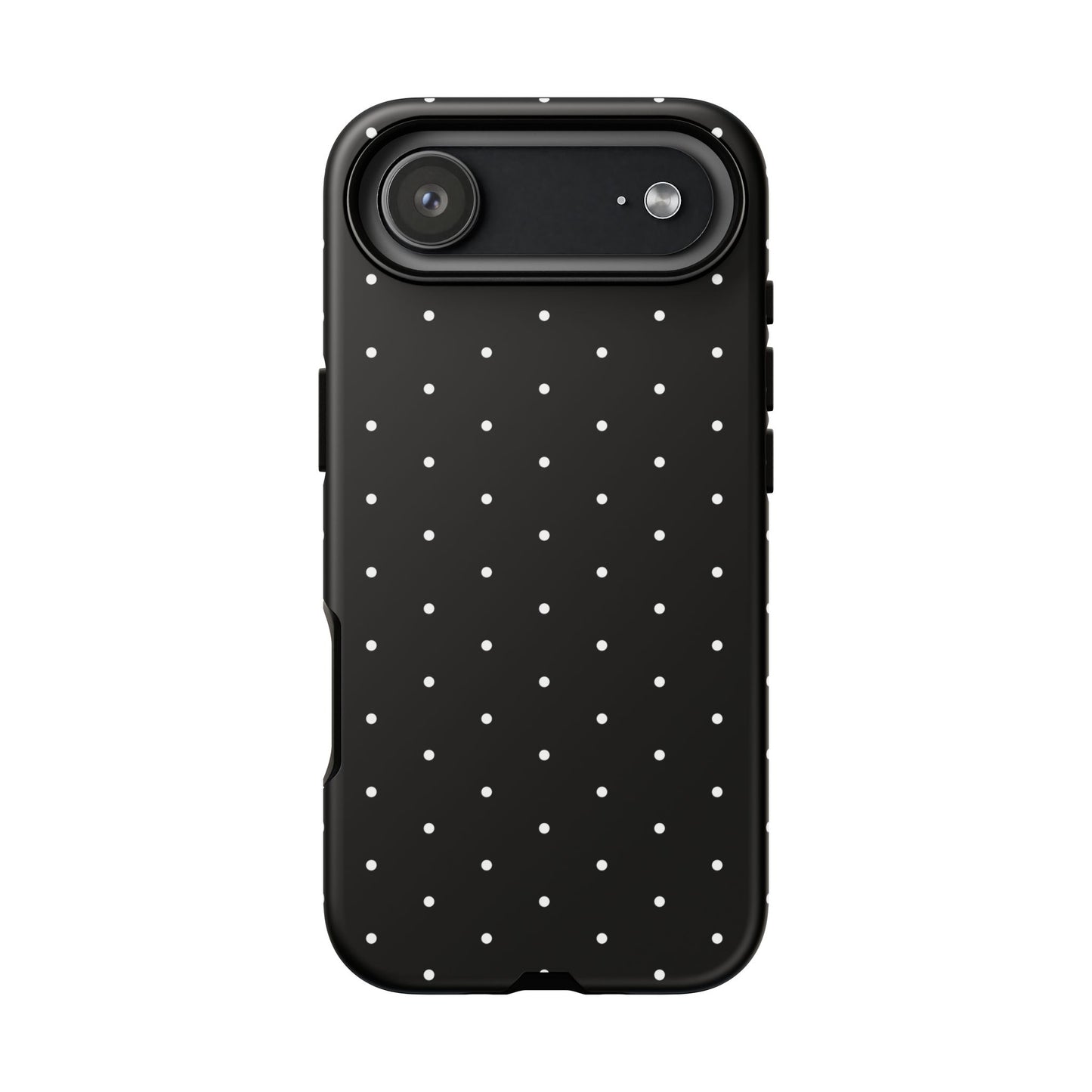 Phone Case, Elegant Black Tough Case with White Dots, Stylish Protective Cover, Minimalist Design, Gift for Her, Birthday Present, Christmas