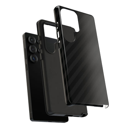 Phone Case, Black Diagonal Pattern Tough Gloss Finish Protective Cover, iPhone, Samsung, Google Pixel, Unique Geometric Design, Gift
