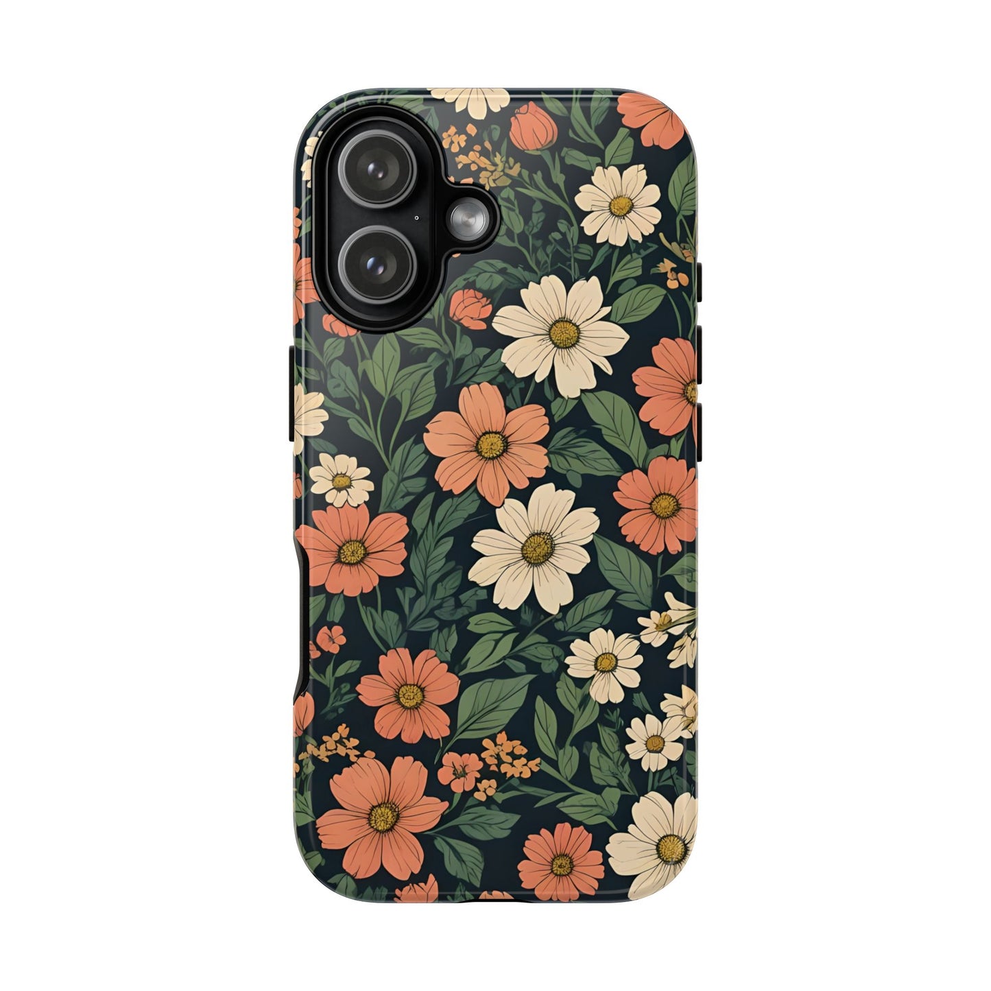Orange & White Floral Phone Case Elegant Protection for iPhone, Samsung S and Google Pixel Phones