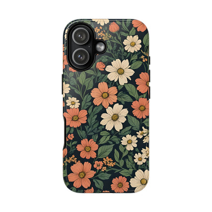 Orange & White Floral Phone Case Elegant Protection for iPhone, Samsung S and Google Pixel Phones