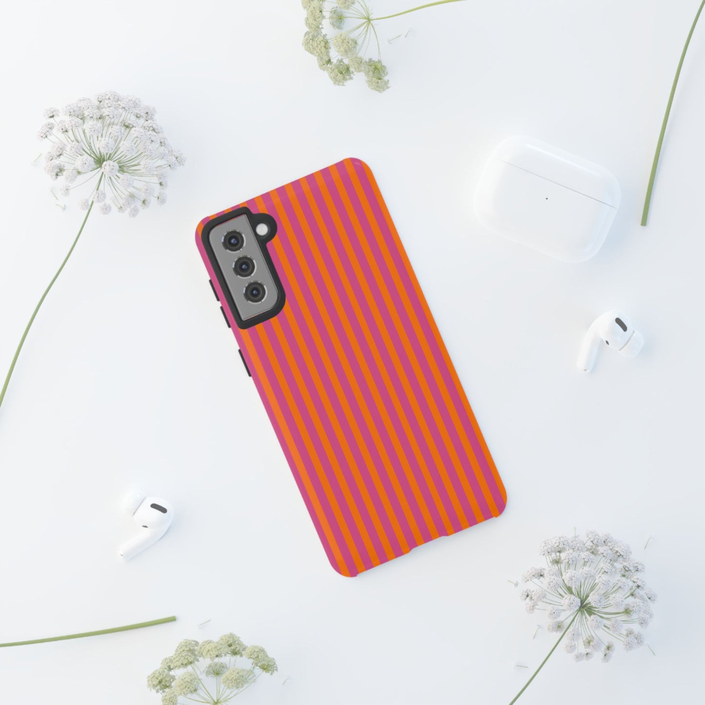 Orange Pink Striped Tough Phone Cases