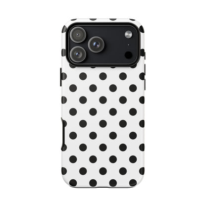 Black White Polka Dot Phone Case Cover  iPhone, Samsung Galaxy S25, Google Pixel 7