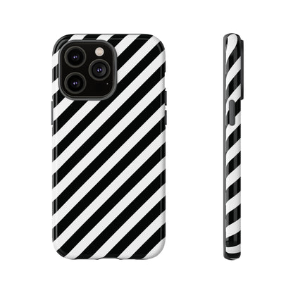Black White Diagonal Phone Case Cover, Protective Sleek Cell Phone Case, Modern Smartphone, Stylish