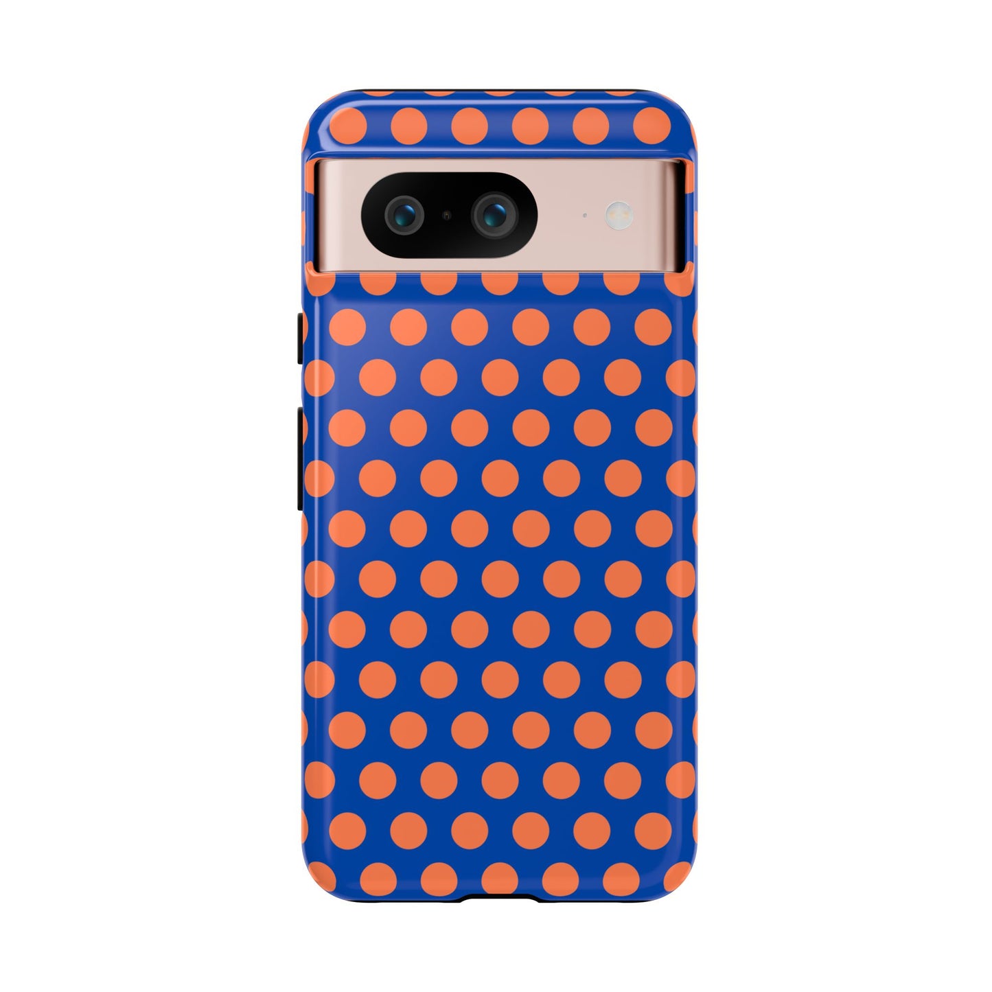 Blue & Coral Polka Dot Phone Case for iPhone, Samsung S, Google Pixel Phones