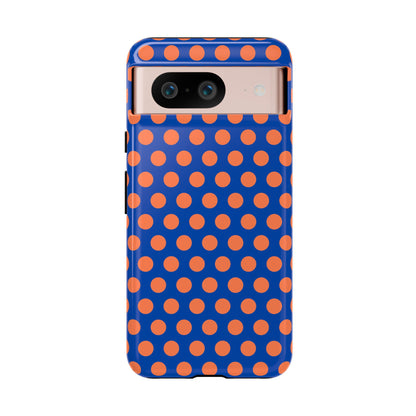 Blue & Coral Polka Dot Phone Case for iPhone, Samsung S, Google Pixel Phones
