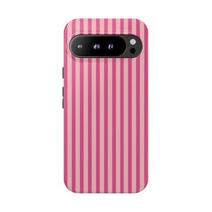 Pink Stripe Everyday Phone Case Cover, Protective Smartphone Cover, Trendy Accessories