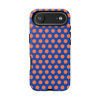 Blue & Coral Polka Dot Phone Case for iPhone, Samsung S, Google Pixel Phones