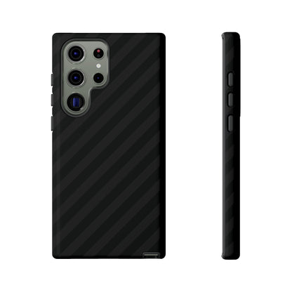 Phone Case, Black Diagonal Pattern Tough Gloss Finish Protective Cover, iPhone, Samsung, Google Pixel, Unique Geometric Design, Gift