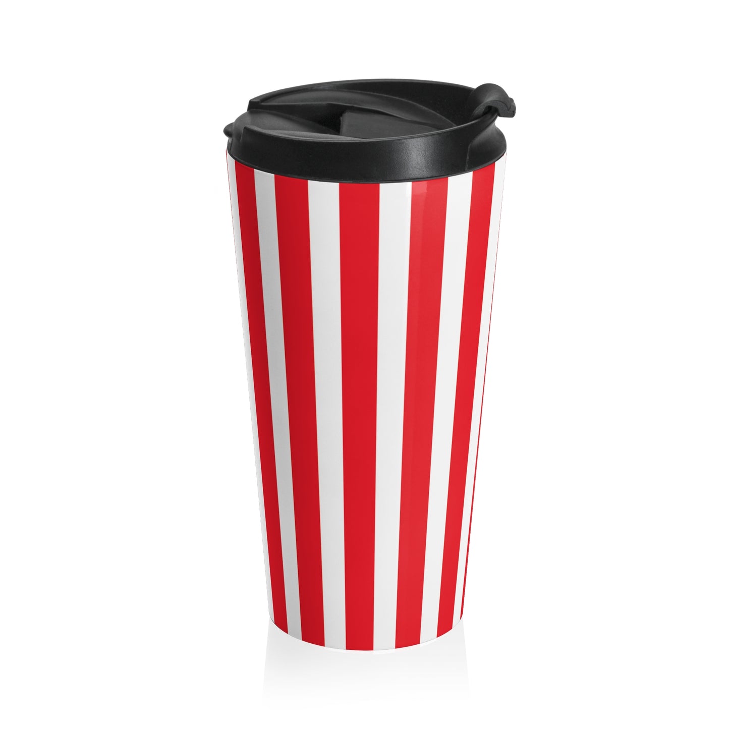 Retro Striped Travel Mug, Vintage Red White Stainless Steel Tumbler Cup,