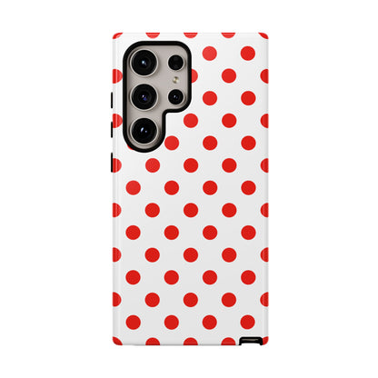 Red White Polka Dot Phone Case Cover for iPhone, Samsung, and Google Phones