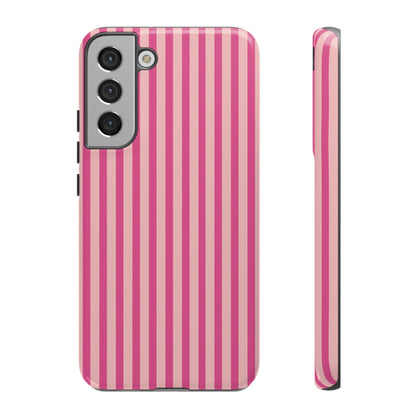 Pink Stripe Everyday Phone Case Cover, Protective Smartphone Cover, Trendy Accessories
