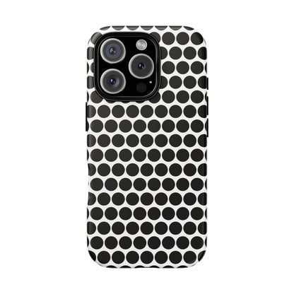 Black White Dot Pattern Tough Phone Case for iPhone, Samsung, Google