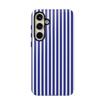 Phone Case, Blue White Striped Tough Case Cover, Protective Phone Cover, Hard Shell Phone Case, Phone Accessories, Phone Protector