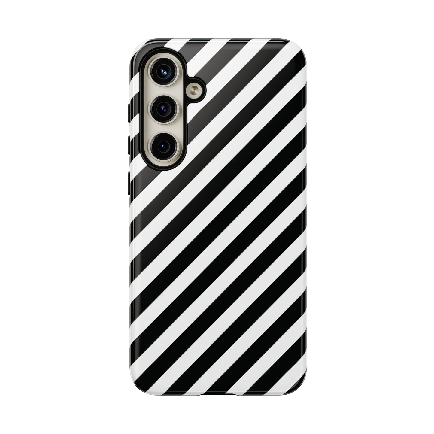 Black White Diagonal Phone Case Cover, Protective Sleek Cell Phone Case, Modern Smartphone, Stylish