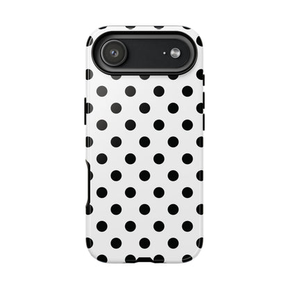 Black White Polka Dot Phone Case Cover  iPhone, Samsung Galaxy S25, Google Pixel 7
